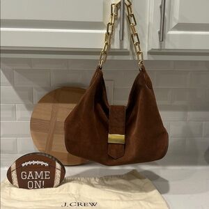 J. Crew Brown Suede Berkeley Chainlink Shoulder Bag in Brown Suede